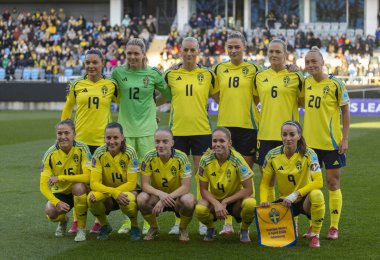 Göteborg, İsveç. 8 Nisan 2025. Gamla Ullevi Milletler Ligi 'nde İsveç ve Galler arasındaki maçın ikinci yarısında. 