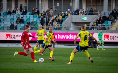 Göteborg, İsveç. 8 Nisan 2025. Gamla Ullevi Milletler Ligi 'nde İsveç ve Galler arasındaki maçın ikinci yarısında. 