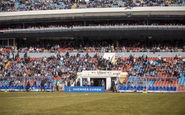 Göteborg, İsveç. 9 Mart 2025. Ullevi 'deki İsveç kupasında IFK Göteborg ile Hammarby IF arasındaki maç anı. 
