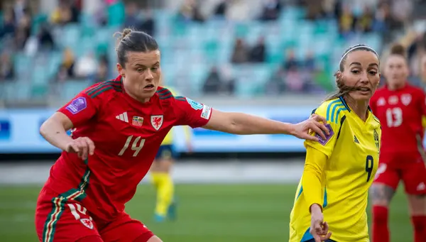 Göteborg, İsveç. 8 Nisan 2025. Gamla Ullevi Milletler Ligi 'nde İsveç ve Galler arasındaki maçın ikinci yarısında. 