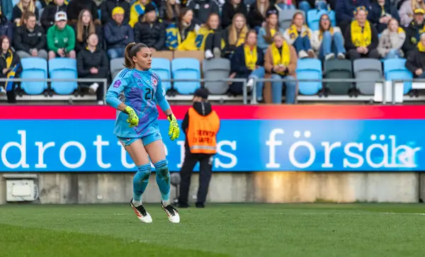 Göteborg, İsveç. 8 Nisan 2025. Gamla Ullevi Milletler Ligi 'nde İsveç ve Galler arasındaki maçın ikinci yarısında. 