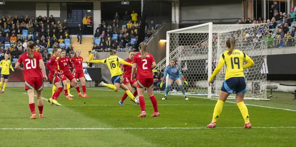 Göteborg, İsveç. 8 Nisan 2025. Gamla Ullevi Milletler Ligi 'nde İsveç ve Galler arasındaki maçın ikinci yarısında. 