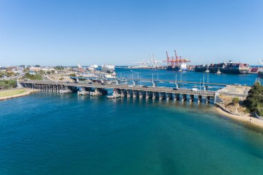 Fremantle Batı Avustralya limanının havadan görünüşü