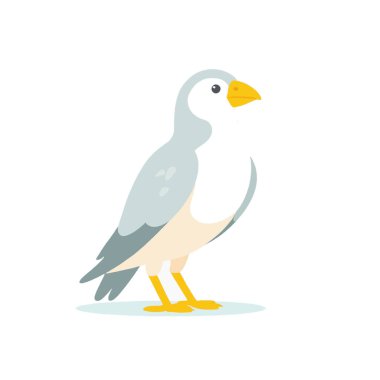 Basit özelliklerle ayakta duran bir kuşun temiz ve minimalist bir tasviri. Tasarım, genellikle kıyı ve deniz ortamlarında görülen doğal formunu vurgular..