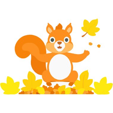 Doğal orman ortamında yiyecek toplayan şakacı bir sincap..