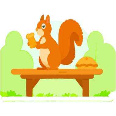 Doğal orman ortamında yiyecek toplayan şakacı bir sincap..