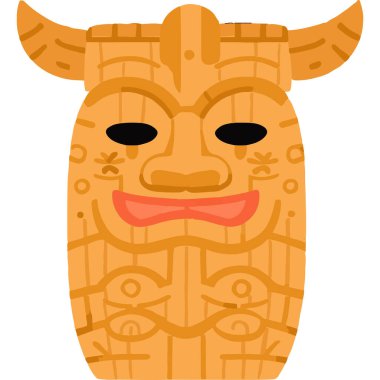 A traditional Tiki mask inspired by Polynesian culture, often used in rituals and as decorative elements, representing heritage and ancient tribal art. clipart