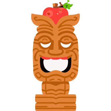 A traditional Tiki mask inspired by Polynesian culture, often used in rituals and as decorative elements, representing heritage and ancient tribal art. clipart