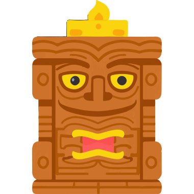 Geleneksel bir Tiki maskesi, geleneksel Polinezya kültüründen esinlenilmiş, genellikle törenlerde ve dekoratif öğelerde kullanılan, miras ve antik kabile sanatını temsil eden.