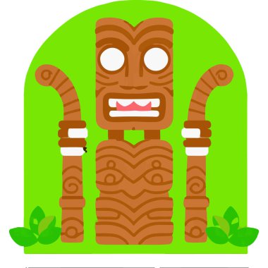 A traditional Tiki mask inspired by Polynesian culture, often used in rituals and as decorative elements, representing heritage and ancient tribal art. clipart