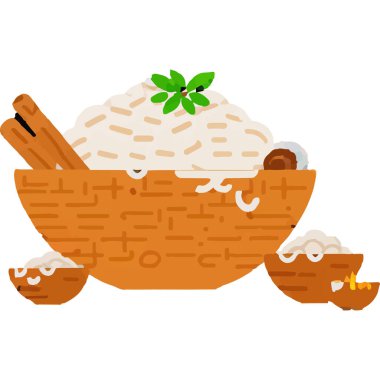 Geleneksel aromatik Hint yemeği baharatlı pirinç ve et, lezzet ve mutfağı sembolize eder..