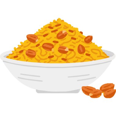 Geleneksel aromatik Hint yemeği baharatlı pirinç ve et, lezzet ve mutfağı sembolize eder..