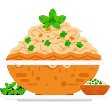 Geleneksel aromatik Hint yemeği baharatlı pirinç ve et, lezzet ve mutfağı sembolize eder..