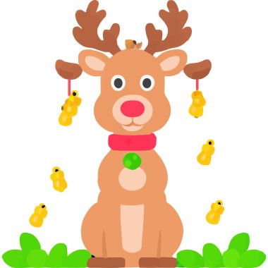 Noel 'in ikonik kırmızı burunlu ren geyiği neşe saçıyor ve neşe saçıyor..