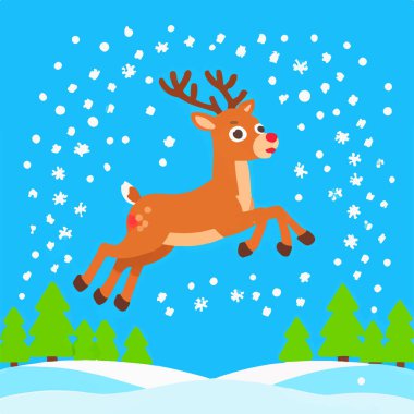 Noel 'in ikonik kırmızı burunlu ren geyiği neşe saçıyor ve neşe saçıyor..