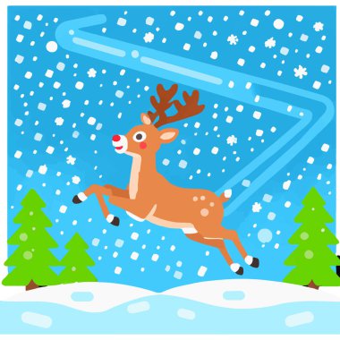 Noel 'in ikonik kırmızı burunlu ren geyiği neşe saçıyor ve neşe saçıyor..