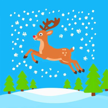 Noel 'in ikonik kırmızı burunlu ren geyiği neşe saçıyor ve neşe saçıyor..