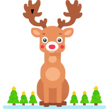 Noel 'in ikonik kırmızı burunlu ren geyiği neşe saçıyor ve neşe saçıyor..