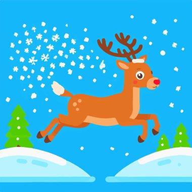 Noel 'in ikonik kırmızı burunlu ren geyiği neşe saçıyor ve neşe saçıyor..