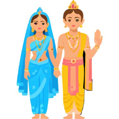 A sacred portrayal of love and devotion in Hindu mythology, centered on Radha and Krishna. clipart