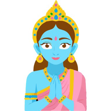 Hindu mitolojisinde Radha ve Krishna 'nın kutsal bir aşk ve bağlılık tasviri..