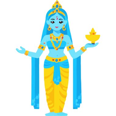 Hindu mitolojisinde Radha ve Krishna 'nın kutsal bir aşk ve bağlılık tasviri..