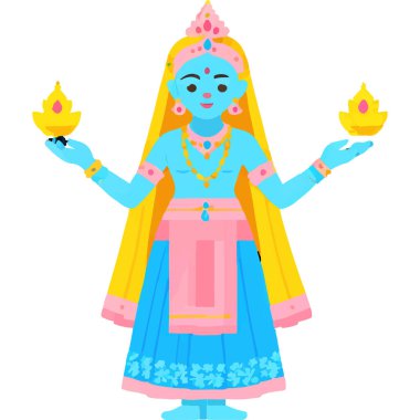 Hindu mitolojisinde Radha ve Krishna 'nın kutsal bir aşk ve bağlılık tasviri..