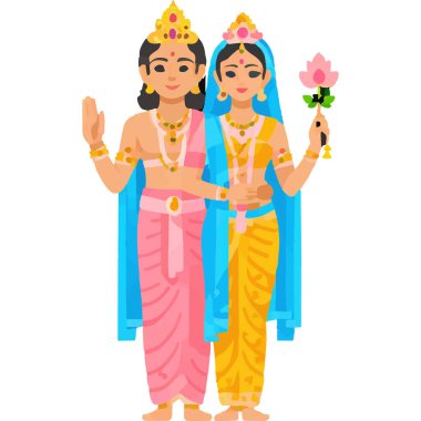 Hindu mitolojisinde Radha ve Krishna 'nın kutsal bir aşk ve bağlılık tasviri..