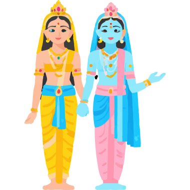 Hindu mitolojisinde Radha ve Krishna 'nın kutsal bir aşk ve bağlılık tasviri..