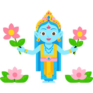 Hindu mitolojisinde Radha ve Krishna 'nın kutsal bir aşk ve bağlılık tasviri..