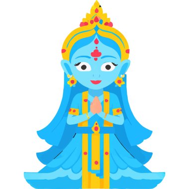 Hindu mitolojisinde Radha ve Krishna 'nın kutsal bir aşk ve bağlılık tasviri..