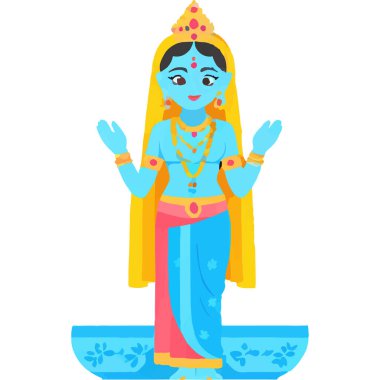 Hindu mitolojisinde Radha ve Krishna 'nın kutsal bir aşk ve bağlılık tasviri..