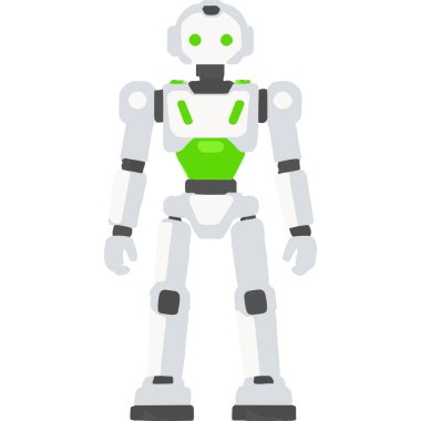 Gelişmiş yapay zeka teknolojisi ve parlak bir tasarımla gelecekteki özelliklerini sergileyen insansı bir robot..