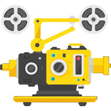 A classic film reel and camera, showcasing the magic of cinema and storytelling. clipart