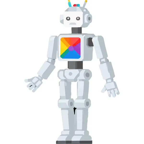 Gelişmiş yapay zeka teknolojisi ve parlak bir tasarımla gelecekteki özelliklerini sergileyen insansı bir robot..