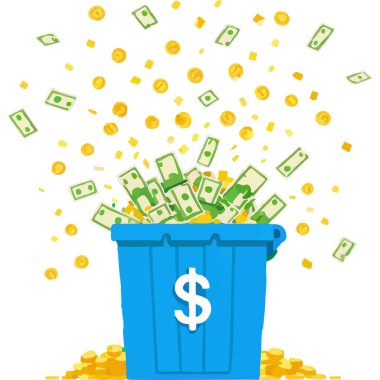 Para patlaması, para ve refah gösterisiyle finansal başarıyı sembolize eder..