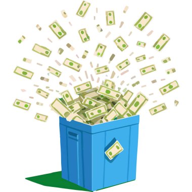 Para patlaması, para ve refah gösterisiyle finansal başarıyı sembolize eder..