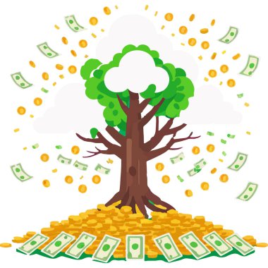 Para patlaması, para ve refah gösterisiyle finansal başarıyı sembolize eder..