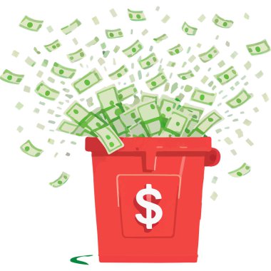 Para patlaması, para ve refah gösterisiyle finansal başarıyı sembolize eder..