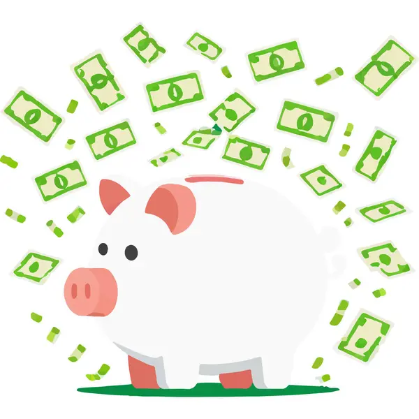 Para patlaması, para ve refah gösterisiyle finansal başarıyı sembolize eder..