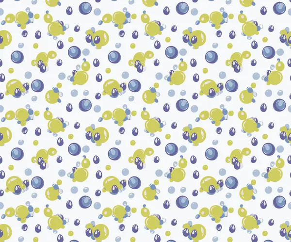 Şirin küçük mavi ve yeşil kabarcıklar, kumaş, tekstil, giysi, ambalaj kağıdı, kapak, afiş, ev dekorasyonu, soyut arka planlar, vektör illüstrasyonu için kusursuz desen