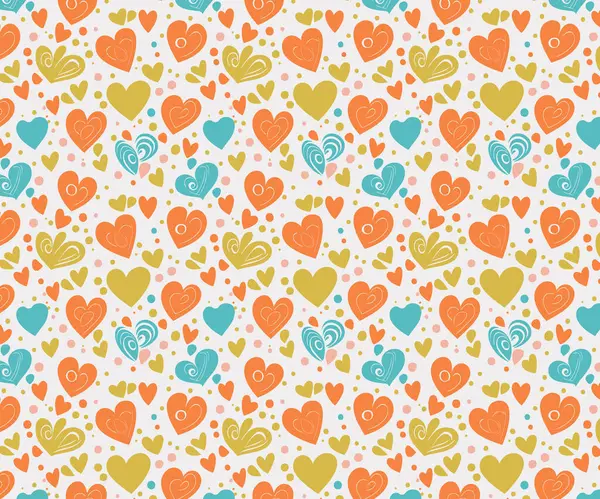 Sevimli küçük renkli kalp, kumaş, tekstil, giysi, ambalaj kağıdı, kapak, pankart, ev dekoru, soyut arkaplan, vektör çizimi için kusursuz desen