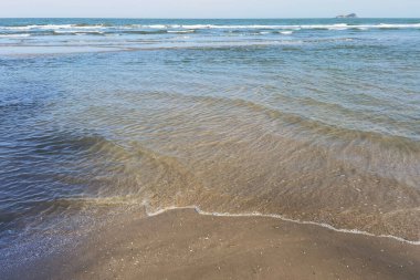 Tropikal plaj ve mavi gökyüzü doğada                                                             