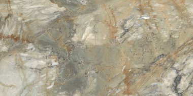 Seramik duvar, döşeme döşemeleri ve 3D PBR materyalleri gibi pek çok amaç için kullanılan pek çok bej detayına sahip harika yeşil brreccia mermer taş dokusu.