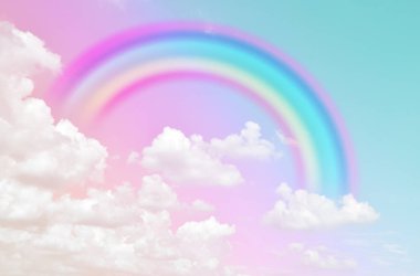 Fantezi büyülü manzara gökkuşağı soyut renkli arkaplan ve duvar kağıdıyla. 