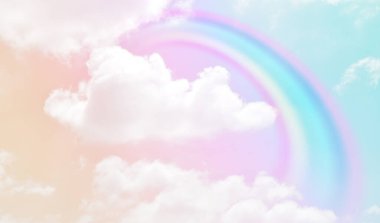 Fantezi büyülü manzara gökkuşağı soyut renkli arkaplan ve duvar kağıdıyla. 