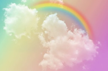 Fantezi büyülü manzara gökkuşağı soyut renkli arkaplan ve duvar kağıdıyla. 