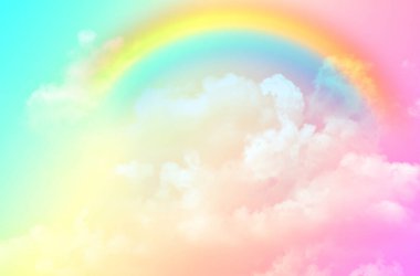 Fantezi büyülü manzara gökkuşağı soyut renkli arkaplan ve duvar kağıdıyla. 