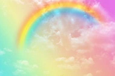 Fantezi büyülü manzara gökkuşağı soyut renkli arkaplan ve duvar kağıdıyla. 