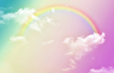 Fantezi büyülü manzara gökkuşağı soyut renkli arkaplan ve duvar kağıdıyla. 